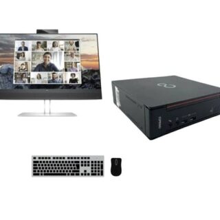 PC set Fujitsu Esprimo Q558 USFF + HP E24m G4 USB-C Conferencing Monitor 23